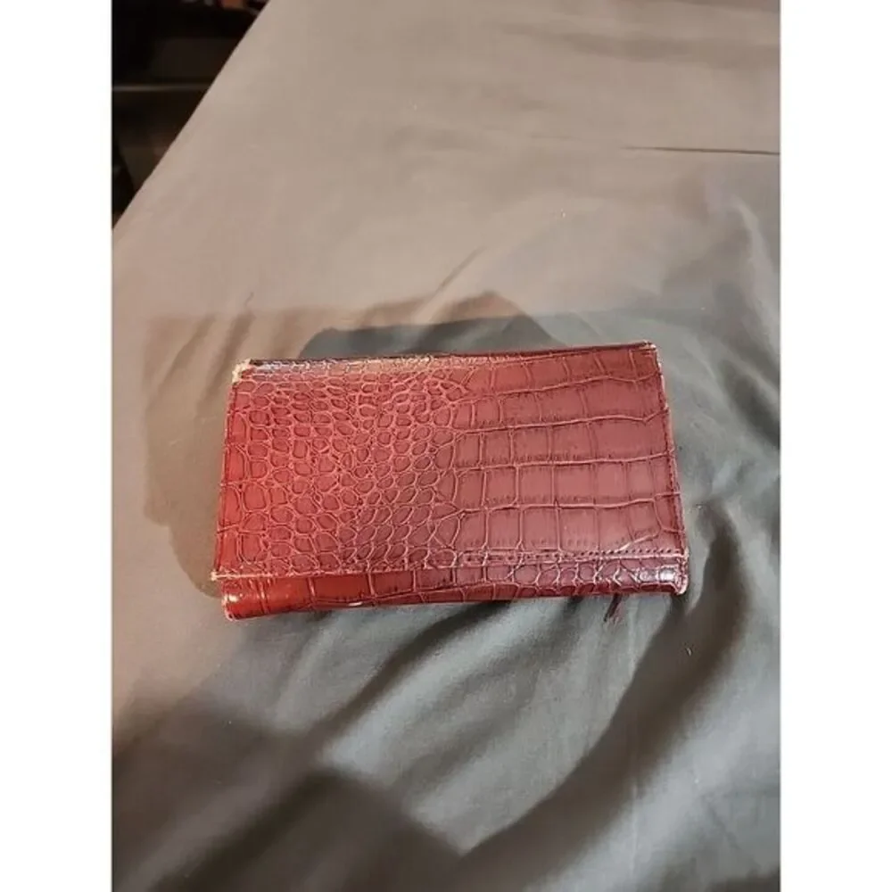 Red Faux Alligator Skin Long Wallet - Clutch Purse ‎ - 8 Inches x 4.5 Inches